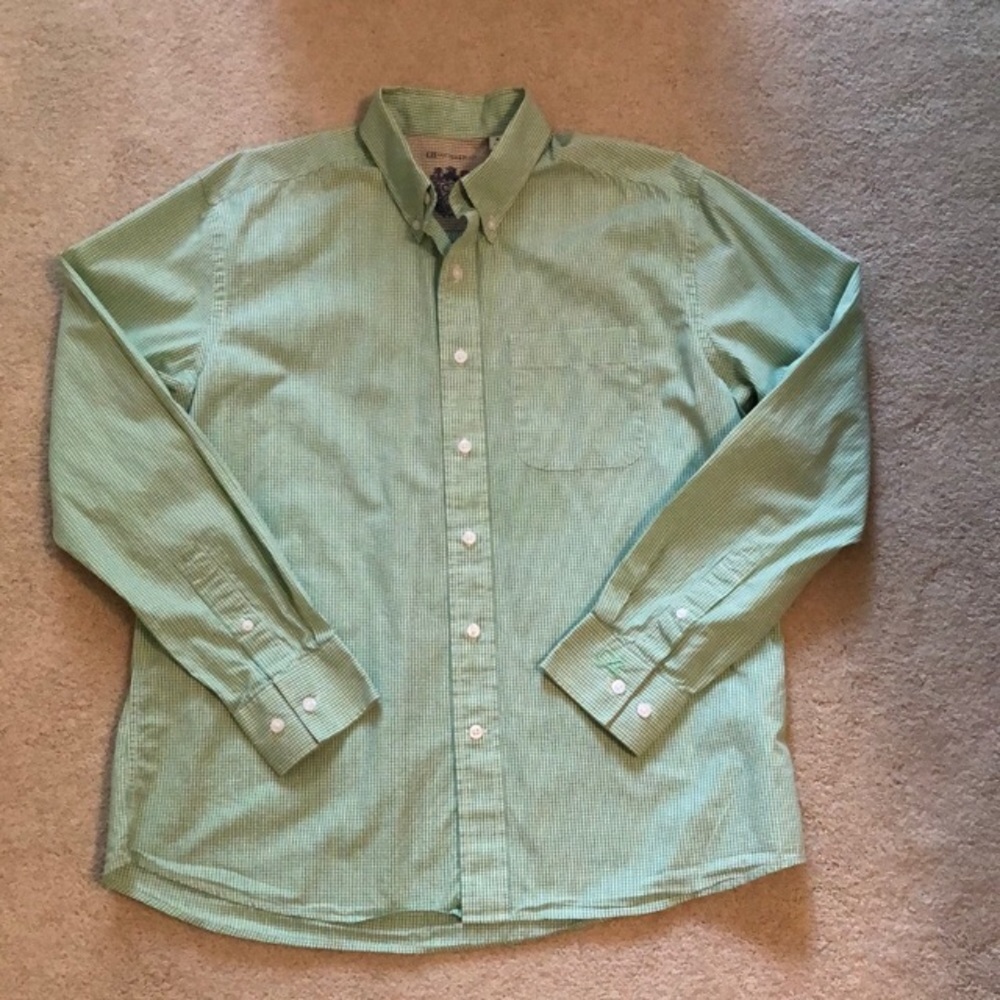 Cutter & Buck medium green check long sleeve shirt men’s